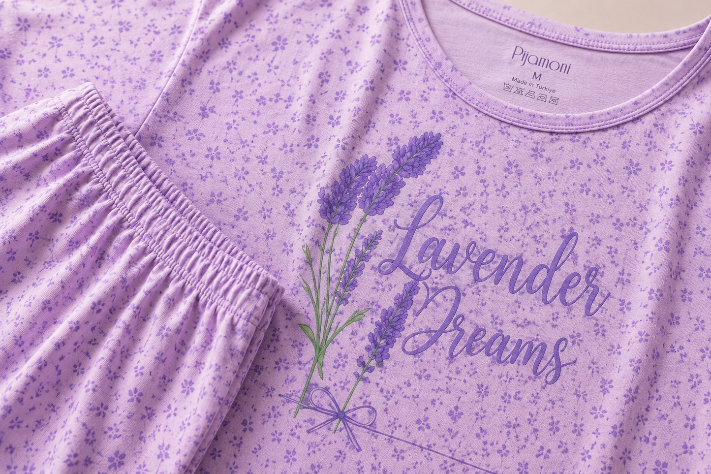 LUNESSA Lavanta Desenli Uzun Kollu Pijama Takımı